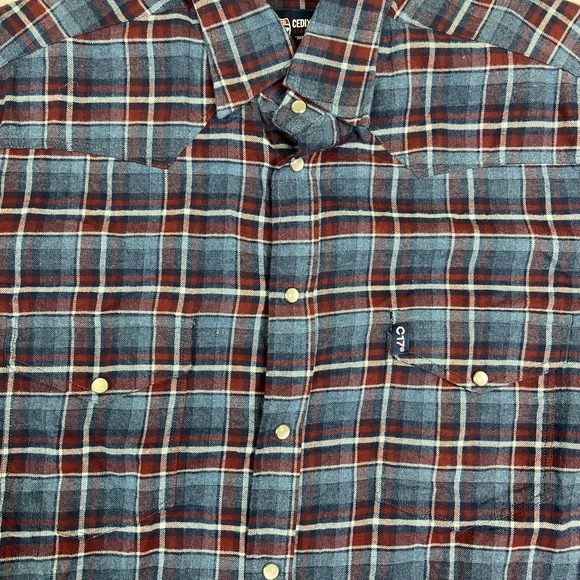 C17 Cedixsept Flannel Shirt Mens M Blue Plaid Pearl‎ Snap Western Outdoor - Picture 2 of 9